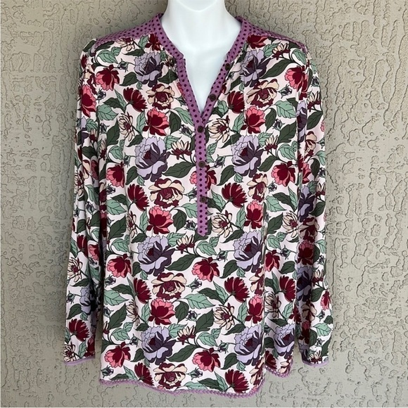 Matilda Jane Dusk‎ Or Dawn Floral Polka Dot Print Peasant Style Blouse - Picture 3 of 13